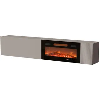 Mirjan24 Tv-Lowboard Capital 200 EF mit Kamin , Kaschmir , Holzwerkstoff , Rechteckig,Rechteckig , 200x38x30 cm , Wohnzimmer, TV Möbel, Lowboards, Lowboards stehend