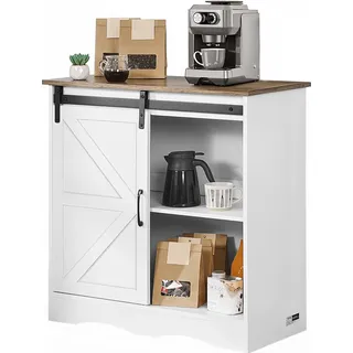 VEVOR Kaffeebarschrank 80 x 35 x 80 cm Kaffeebarschrank im Landhausstil mit drei Lagerebenen, Kaffeebartisch mit Scheunentür, Wohnzimmereingang