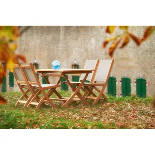 Traditional Teak Set Alexia, Kate III - Das Set besteht aus: 1 x Klapptisch Alexia, 4 x Klappstuhl Kate. Sesselfarbe ...