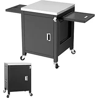 GFTIME Grillwagen 140x65x89cm Outdoor Küchenwagen, Tragbarer Servierwagen mit 2 Klappbarer Beistelltisch, Grilltisch für Onni Pizzaöfen, außenküche für Ninja Woodfire und Weber Q Serie, outdoorküche