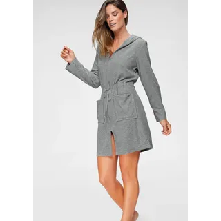 Damenbademantel OTTO HOME "Nela, ideal für Sauna & Spa, Hotelbademantel, Morgenmantel" Gr. XL, grau, L:95cm, Leichtfrottee, Hausmäntel, Damenbademantel, einfarbig, kurz, mit Kordelzug & Taschen, XS-3XL, Topseller