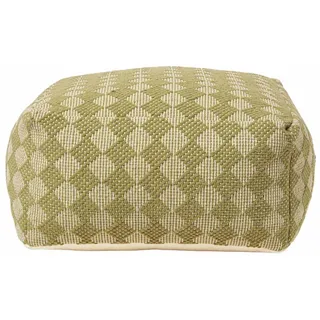 Homescapes Sitzpouf Lima grün gemustert, 55/55/30 cm , Textil , Grafikmuster , Quadratisch , 55x30x55 cm , Wohnzimmer, Sessel, Hocker & Hockerbänke, Poufs