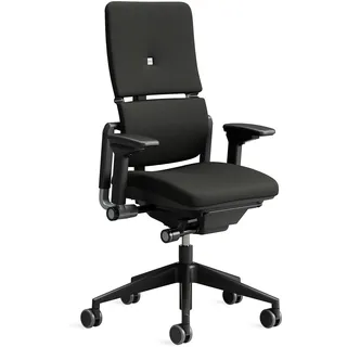 Steelcase Please Ergonomischer Bürodrehstuhl mit höhenverstellbarer Lumbalstütze Onyx Schwarz