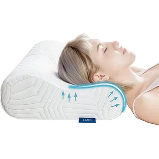 LAMB Nackenkissen Kopfkissen, Höheneinstellbares Memory Foam Nackenstützkissen Seitenschläferkissen, Ergonomisches Schlafkissen Antischnarchkissen mit RUCO-BAC Bezug