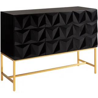 LEONIQUE Sideboard »Rovuma, TOPSELLER!, OTTOs Choice« Kommode, FSC-zertifizierter Holzwerkstoff, lackiert, in 3D-Optik und goldfarbenem Metallgestell, schwarz