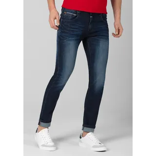 Slim-fit-Jeans TIMEZONE "Slim ScottTZ", Herren, Gr. 31, Länge 32, blau, 70% Baumwolle 20% Polyester 9% Viskose 1% Elastan, normal, Jeans Slim-fit-Jeans