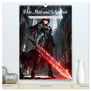 Ehre, Mut und Schönheit (hochwertiger Premium Wandkalender 2026 DIN A2 hoch), Kunstdruck in Hochglanz: Rüstungen, Stolz und Stärke - Manga-inspirierte Heldinnen (CALVENDO Menschen)
