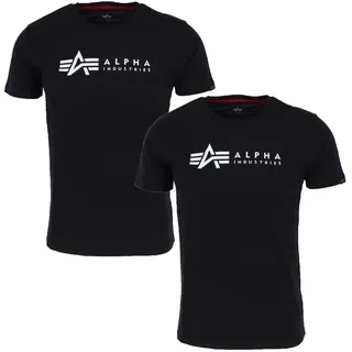 Alpha Industries Herren Alpha Label T 2 Pack T-Shirt, Black, M (2er Pack)