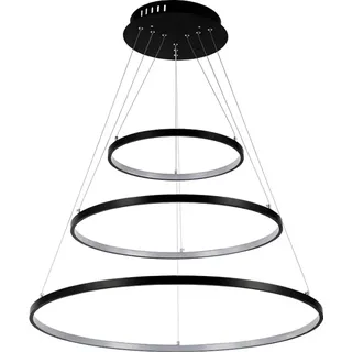 2130black-3 70x50x30 cm Eurotondisplay Black 2130-3 Ringe LED Pendelleuchte mit Fernbedienung Lichtfarbe und Helligkeit einstellbar - Schwarz