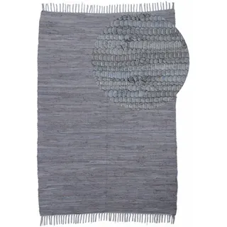 carpetfine Kelim Chindi uni Wendeteppich 90 x 160 cm Grau