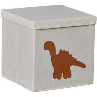 LOVE IT STORE IT Premium Ordnungsbox mit Deckel - Spielzeugkiste aus Stoff - Stabil und dekorativ - Beige Dino 33x33x33cm - Perfekt für Kallax und Kinderzimmer