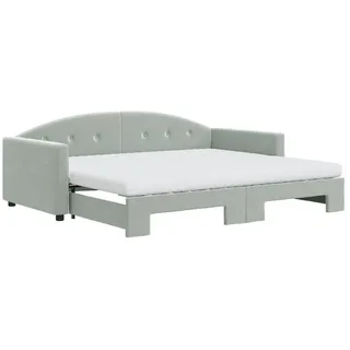 vidaXL Tagesbett Ausziehbar mit Matratzen Hellgrau 90x200 cm Samt - Grau