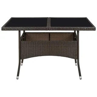 vidaXL Garten-Esstisch Braun Poly Rattan und Glas - Braun