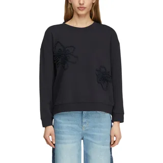 Comma Sweatshirt, mit Stickerei, navy