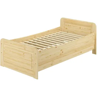 Erst-Holz Seniorenbett extra hoch 90x200 Einzelbett Massivholz Kiefer Bett mit Rollrost 60.42-09