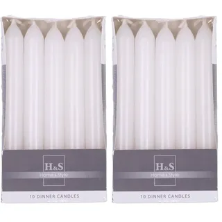 DONAU HOME Set Glatte Stabkerzen/Weiß / 10 Stück im Karton / 17 x Ø 2 cm Unparfümiert/Zylindrische/Tafelkerzen zur Dekoration im Wohnzimmer, Bad / 6 Stunden Brenndauer/Leuchterkerzen (Packung mit 2)