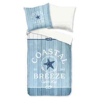 Duvet cover Good Morning 155x220 + 1* 80x80 cm - Wood planks/ marine - Blau
