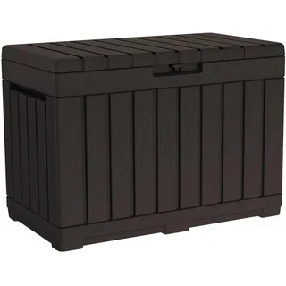 Keter Kentwood Deckbox aus Kunstharz, Organisation und Aufbewahrung für Terrassenkissen, Wurfkissen und Gartengeräte, Braun