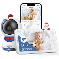 BOIFUN Babyphone mit Kamera App, Automatisches AI-Tracking, Zonenalarme, 1080P HD, PT 350°/55°, 4×Zoom, 5 Zoll LCD-Display Babyfon, Bewegungs/Geräuscherkennung