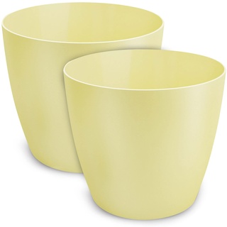 TULMERO Blumentopf matt, Pflanzkübel aus Übertopf Kunststoff Dekorativer Topf für, groß und klein Pflanzen, 2er-Set blumenkübel, blumenkübel kräutertopf, (2 Pack) Gelb, ø 18 cm