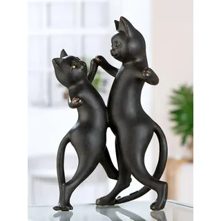 GILDE Figur Gatto, Kunstharz, schwarz, metallische Optik, Katze, H: 30,5 cm, B: 17,5 cm, T: 16 cm - Deko, Skulptur, Wohnaccessoire, Geschenk