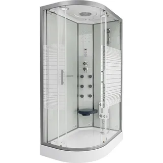 HOME DELUXE - Komplettdusche WHITE PEARL - Maße 120 x 80 cm Links - inkl. Regendusche, Radio und Zubehör I Duschtempel Fertigdusche, Dusche, Duschtempel - Weiß