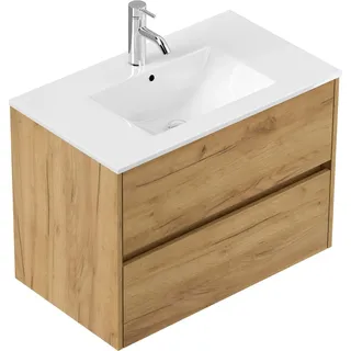 Posseik Badmöbel Limes und Waschtisch 2 Greifraum Auszüge 80 cm Eiche Gold