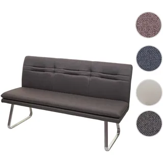 Sitzbank HWC-H70, Esszimmerbank Bank Polsterbank, Rückenlehne Stoff/Textil Edelstahl gebürstet ~ gra