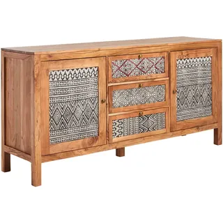 Livetastic Sideboard , Akaziefarben , Metall , Akazie,Akazie , vollmassiv , Holz , 2 Fächer , 3 Schubladen , 160x78x42 cm , stehend , Holzmöbel, Kommoden Holz, Sideboards Holz