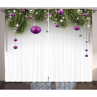 ABAKUHAUS Weihnachten Rustikaler Vorhang, Baum, Wohnzimmer Universalband Gardinen mit Schlaufen und Haken, 280 x 175 cm, Grau Lila
