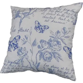 Angerer Freizeitmöbel GmbH Sofakissen - Zierkissen mit Reißverschluss - Dekokissen Made in Germany (Beige-Blau Schmetterling)