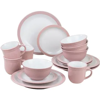 Kombiservice RETSCH ARZBERG "Geschirr-Set, Service CAMDEN", rosa (pink, rosè), 16 Stk., Steinzeug, Geschirr-Sets, Kombiservice, rustikaler Landhaus-Charm, 16 Teile, für 4 Personen