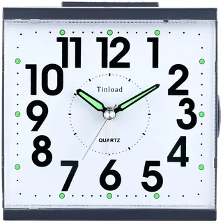 Tinload Analog Seniorenwecker mit Nachtlicht, 4.7 Zoll großes Zifferblatt, Tischuhr mit Schlummerfunktion, laut, ansteigendem 3-stufigem Glockenton, Batteriebetrieben (Blau)