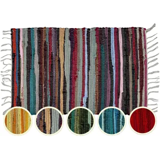Teppich Läufer Baumwolle 50x90 Boho Streifen Bunt Vorleger