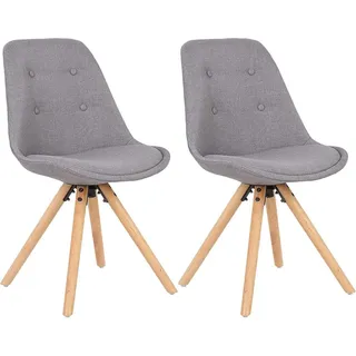WOLTU 2er-Set Esszimmerstühle Esszimmerstuhl, Sitzfläche aus Leinen, Design Stuhl, Küchenstuhl, Holzgestell, Grau - Grau