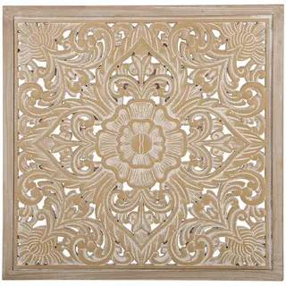 Beliani Wanddekoration heller Holzfarbton/weißYonora , Hellbraun , Holzwerkstoff , Vintage , Quadratisch , 60x60x60 cm , Bilder & Rahmen, Bilder, Dekopaneele