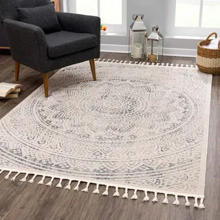 Carpet City Teppich »Art 1652«, rechteckig, 7 mm Höhe, Kurzflor, Ornamenten-Muster, Boho & Mandala Stil, auch als Läufer grau