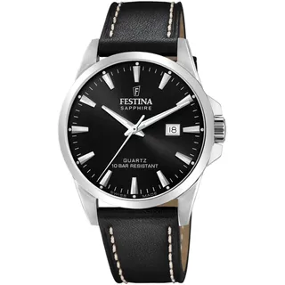 Festina Herrenuhr mit Lederband schwarz