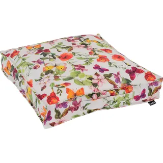 Stuhlkissen H.O.C.K. "Sweet Butterfly", bunt (bunt, weiß, geblümt), B:50cm H:10cm L:50cm, Polyacryl, Dekokissen_Sitzkissen_Kissenhüllen, Stuhlkissen, Outdoor geeignet