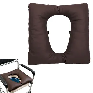 BUERPINKING Anti-Dekubitus-Patienten-Kissen mit Loch, PU Duschstuhl Sitzkissen Druckentlastungskissen, Toilettenstuhl-Kissen für Rollstühle, Steibbe, Bettpflege (Braun)
