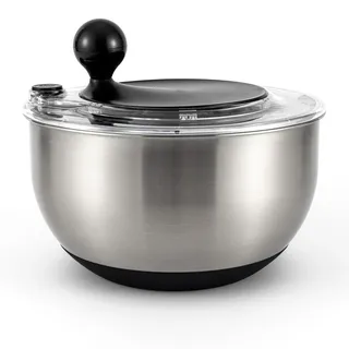 Hanseküche Salatschleuder aus Edelstahl – Schleudern, Servieren und Aufbewahren in Einer BPA-freien Salad Spinner – Großes Fassungsvermögen von 4,5 Litern mit Kurbelantrieb