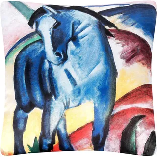 VON LILIENFELD Kissen Kunst Motiv Franz Marc Blaues Pferd Dekokissen 40 x 40 cm Sofakissen Deko Haus Wohnzimmer Kissenbezug mit Füllung beidseitig Bedruckt
