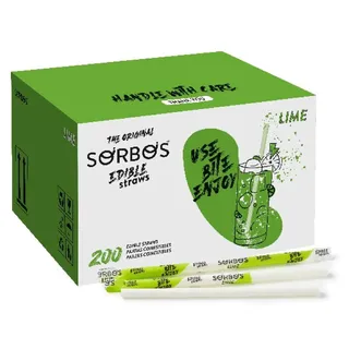Essbare Fruchtstrohhalme SORBOS - Limette (200 Stück)