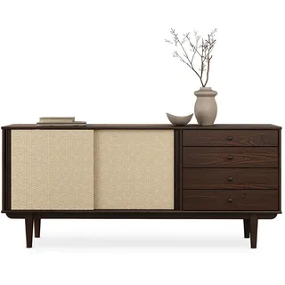 Idimex Sideboard Simona nussbaum , Nussbaumfarben , Holz , Kiefer , Vintage , 175x76x41 cm , FSC Mix , Kleinmöbel, Kommoden, Sideboards