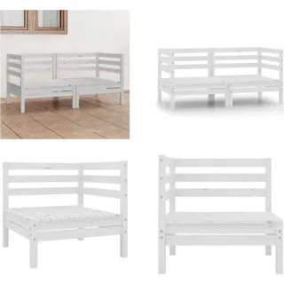 vidaXL 2 Sitzer Gartensofa Weiß Kiefer Massivholz - Gartensofa - Gartensofas - Holzsofa - Holzsofas - Weiß