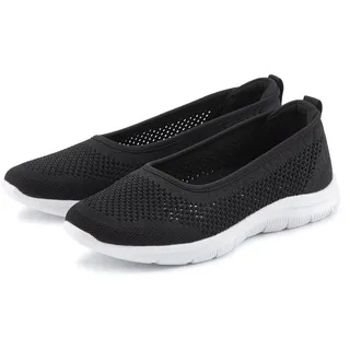 Sneaker Ballerinas LASCANA "Halbschuh, Slip-On-Sneaker", Damen, Gr. 43, schwarz, Obermaterial: 100% Textilmaterial. Decksohle: 100% Textilmaterial. Futter: 100% Textilmaterial. Laufsohle: 100% Synthetik, unifarben, Sportlich, Schuhe Sneaker Ballerinas, zum Reinschlüpfen VEGAN, Topseller