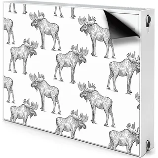 Magnet Radiator Magnet Mat Heizkörperverkleidung Heizkörper-Abdeckung Heizung 80x60 cm - Elch auf grünem Hintergrund