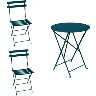 Fermob Bistro Balkonmöbel-Set 3tlg. Stahl/Klappbar Tisch 60cm Rund