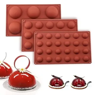 3 Stück Halbkugel-Silikonform, Schokoladenformen Backform zur Herstellung von Schokolade, Kuchen, Gelee, Mousse