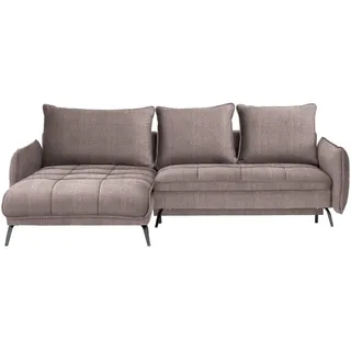 Hom`in Ecksofa , Taupe , Metall , Füllung: Schaumstoff , Ottomane links, L-Form , 273x180 cm , Stoffauswahl, Liegefunktion, seitenverkehrt erhältlich, Rücken echt , Wohnzimmer, Sofas & Couches, Wohnlandschaften, Ecksofas mit Schlaffunktion